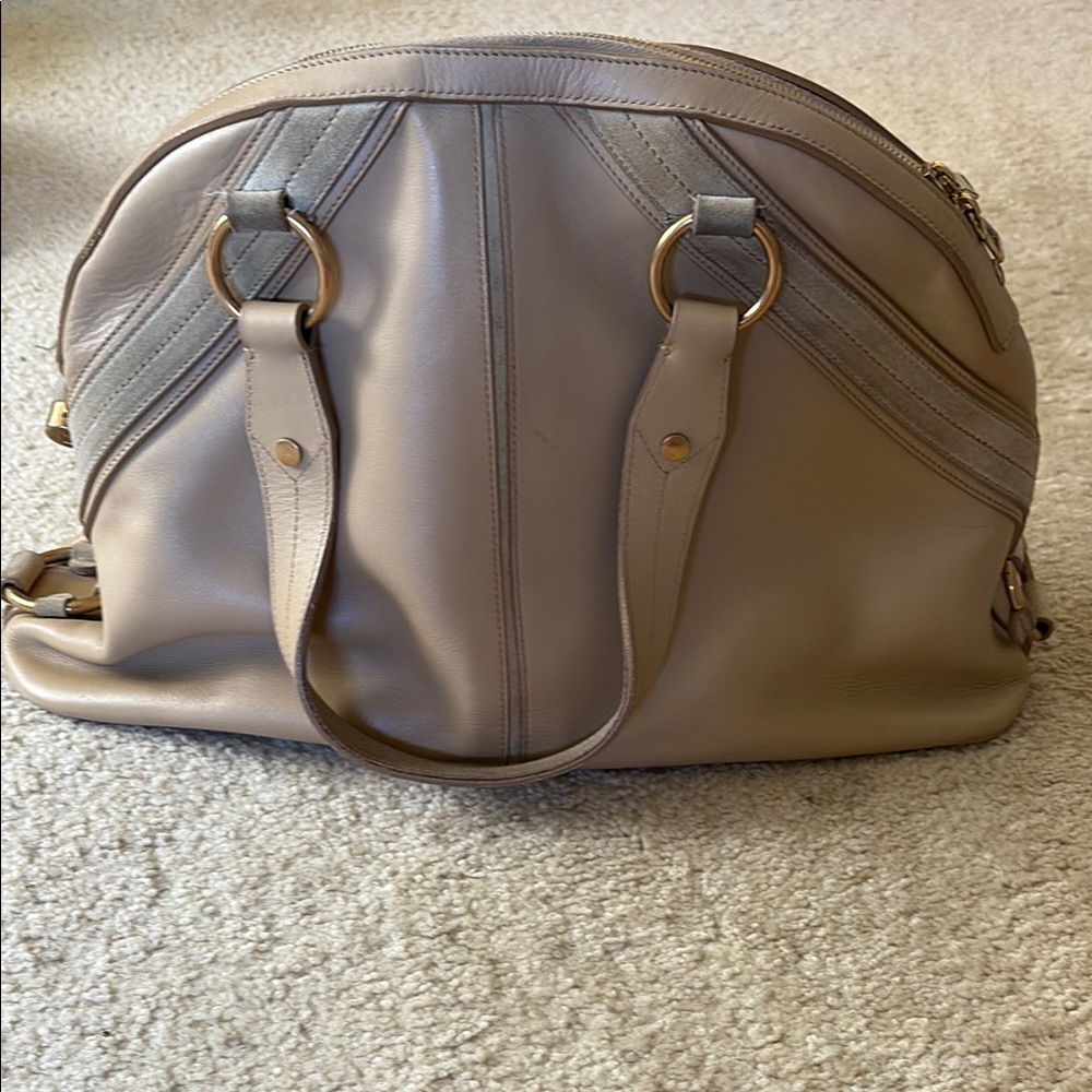 Yves Saint Laurent Taupe Leather Shoulder Bag